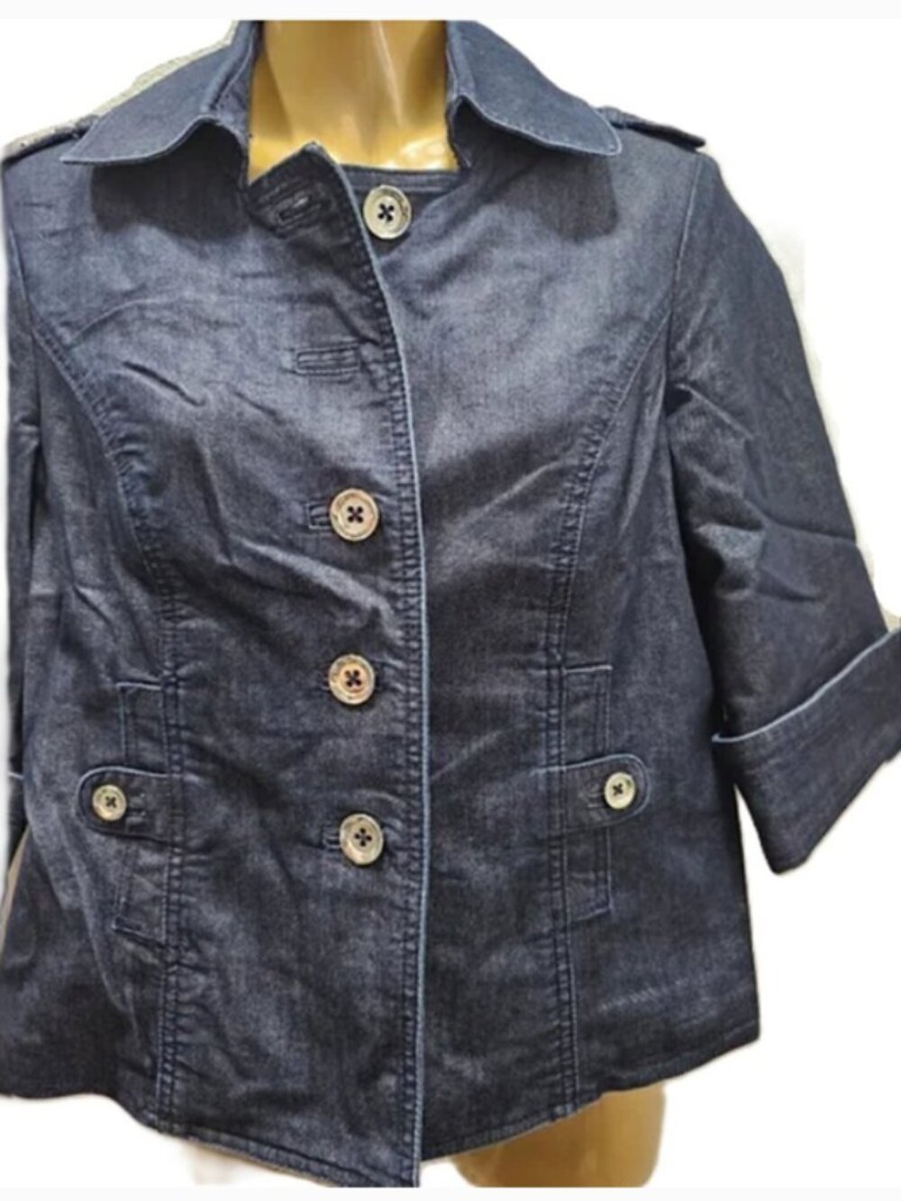 White House Black Market Denim Coat Jacket size 4